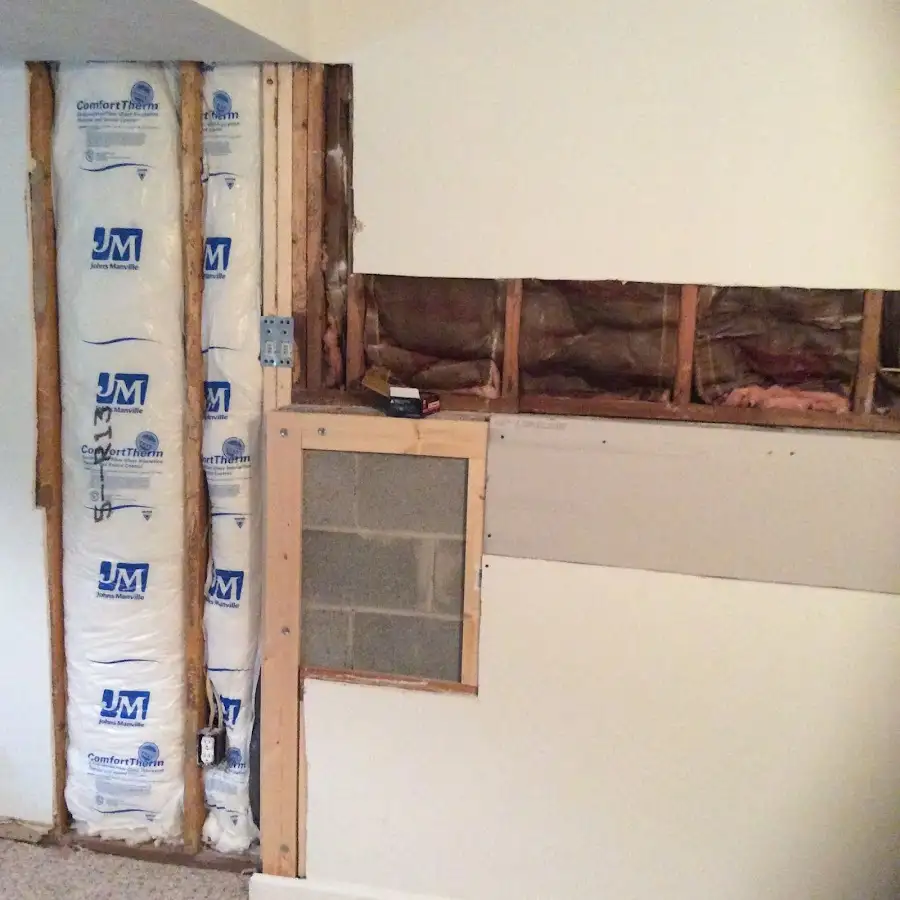 Wall insulation replacement during Basement Flood Cleanup in Moorhead